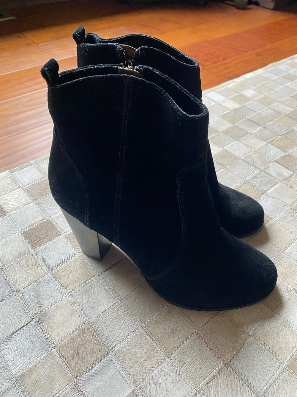 Joie Black Suede Ankle Booties with Block Heel